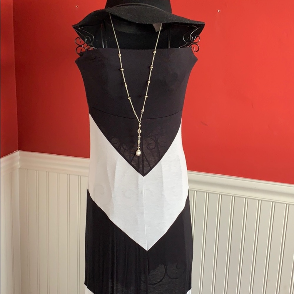 Black and White Strapless Maxi Dress